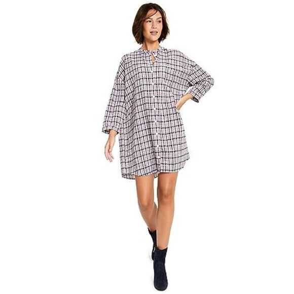 Tommy Jeans Womens Plaid Button Up Shirt Dress - Picture 2 of 3